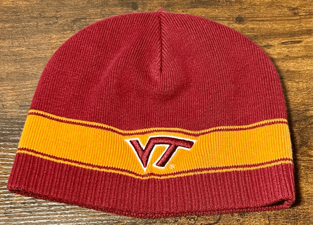 Vintage Virginia Tech Hokies Maroon & Orange Beanie Winter Hat HMI NCAA Headwear